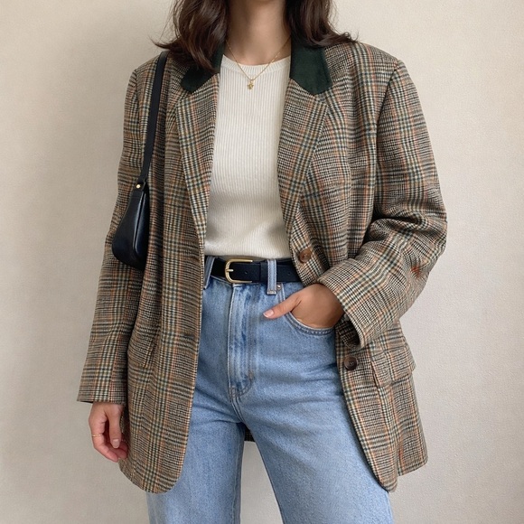 Vintage Avoca Academia Plaid Wool Oversized Blazer Jacket | Made in Ireland - Picture 9 of 9